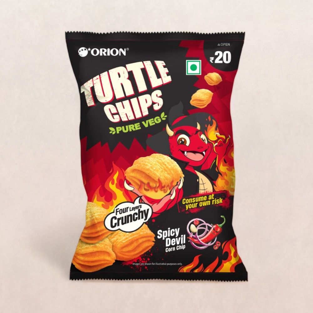 Orion Turtle Chips - Spicy Devil Corn Chip (100% Veg) 35 g Combo