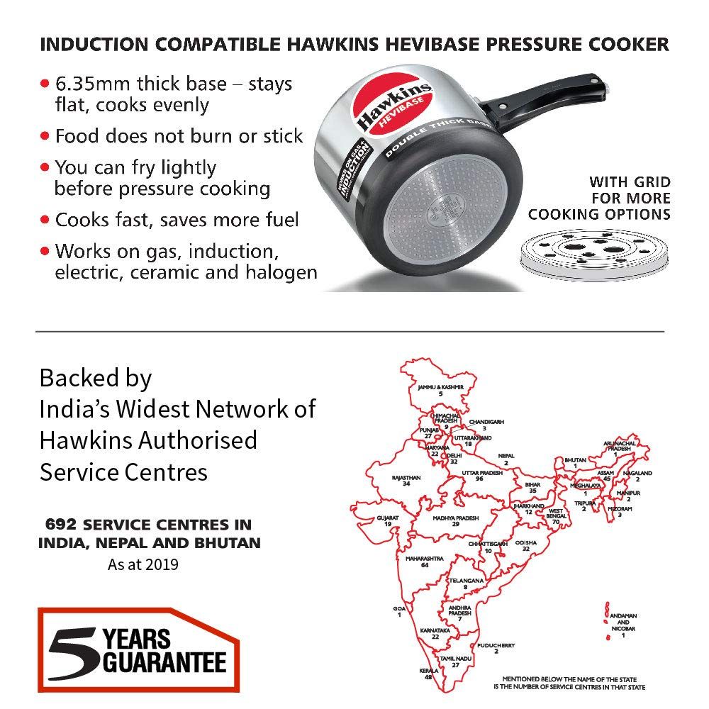 Hawkins 3 Litre Hevibase Pressure Cooker, Induction Inner Lid Cooker, Silver (Ih30)