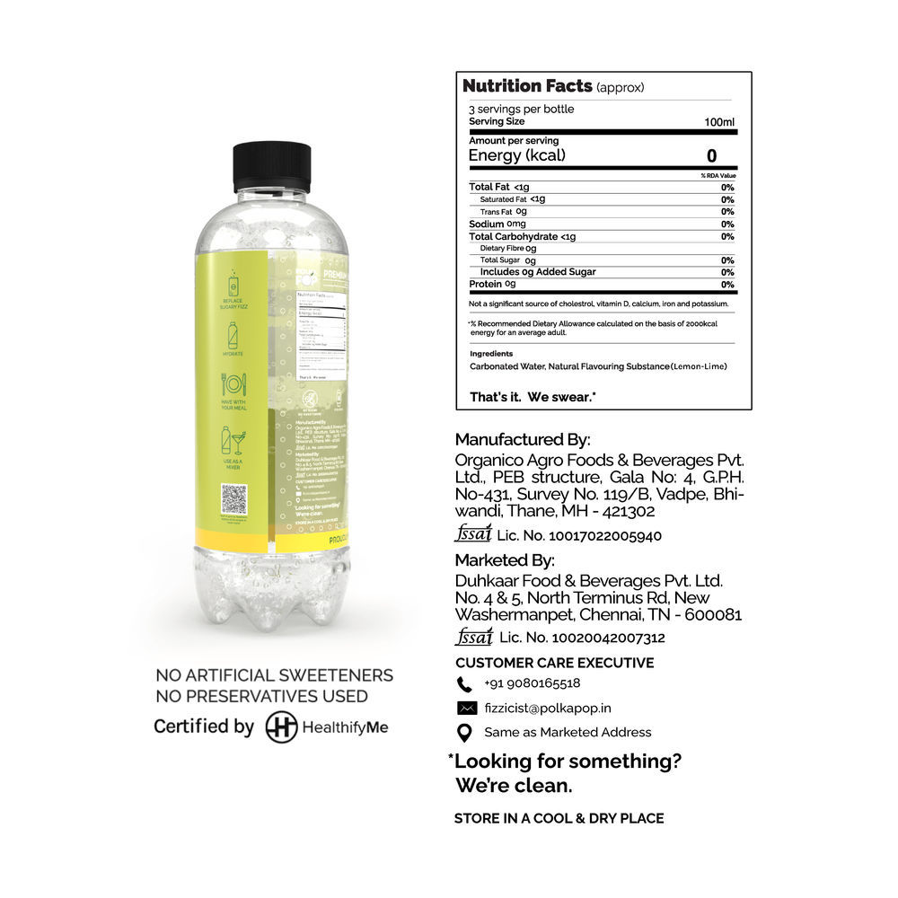 Polka Pop Cranberry Sparkling Water(300ml) & Polka Pop Lemon-Lime Sparkling Water(300ml) Combo