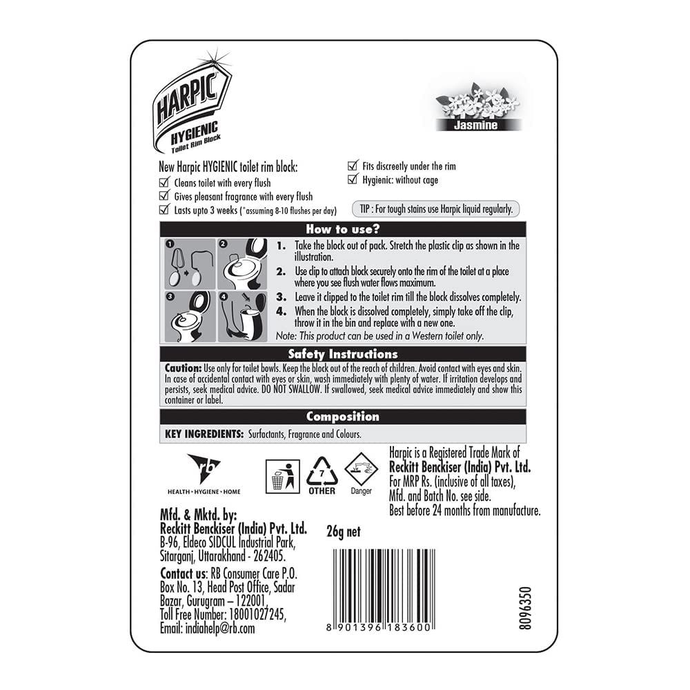 Harpic Toilet Rim Cleaner Blocks - Jasmine 26 g Combo