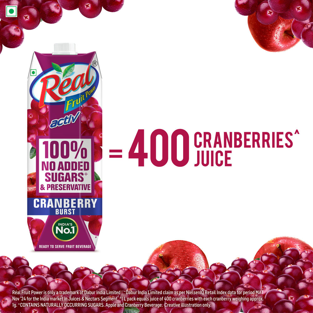 Real Activ 100% Juice - Cranberry 1 l Combo