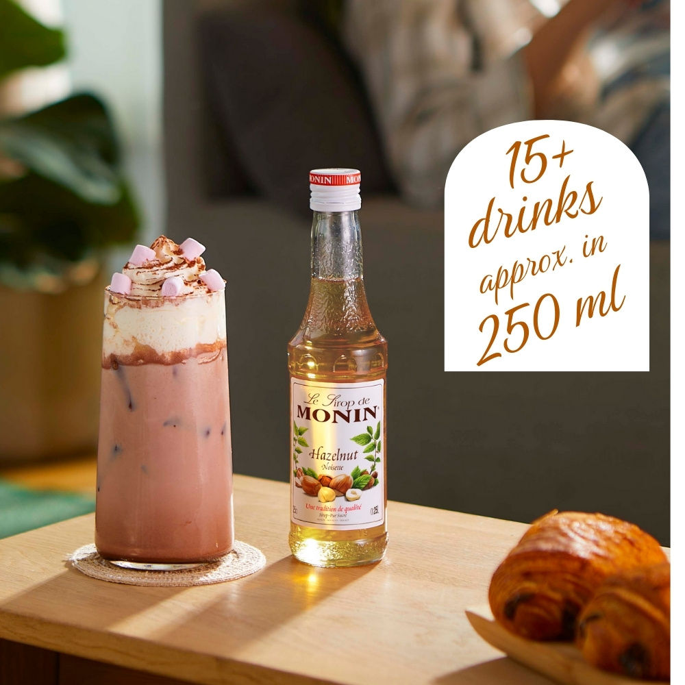 Monin Hazelnut NAT Syrup for Coffee,Shakes and Mocktails