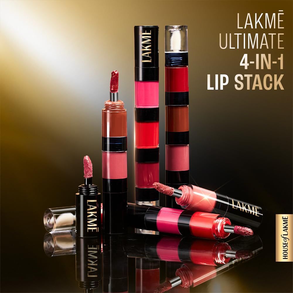 Lakme Ultimate Glam 4 In 1 Lip Stack - Nice Nudes