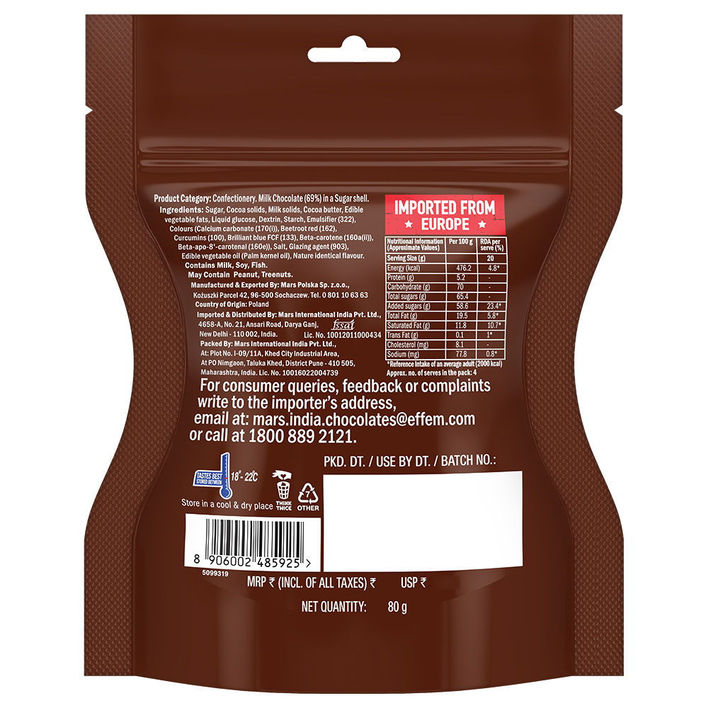 Mandm's Milk Chocolate Candies Resealable Sharing Pack 80 g Combo