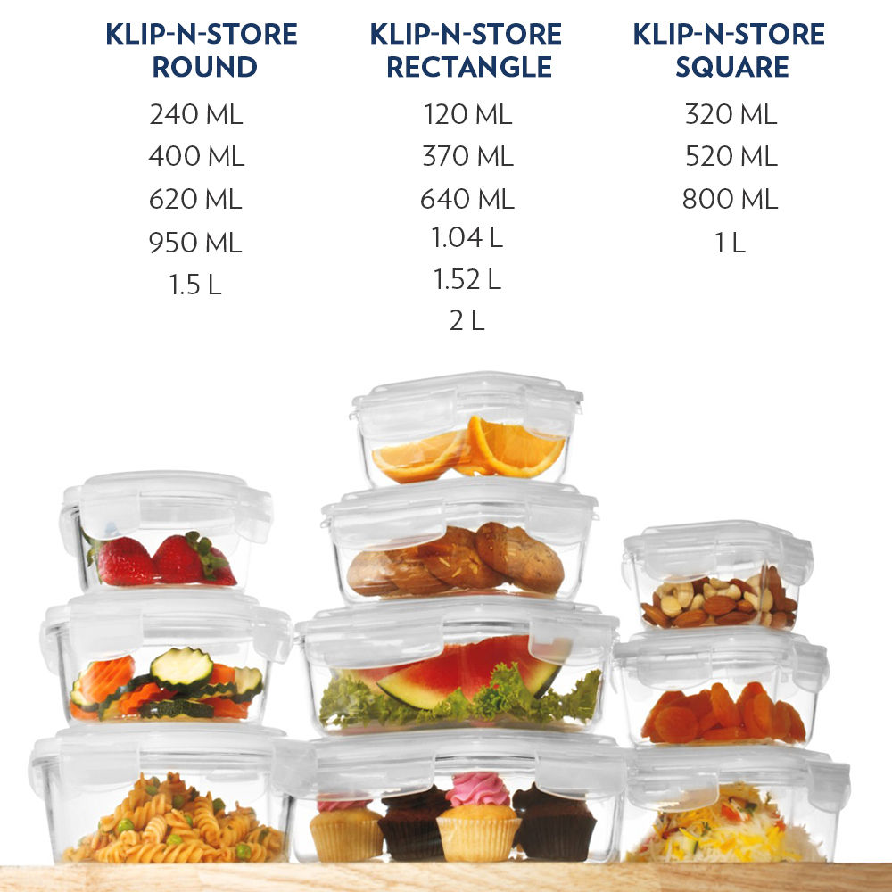 Borosil Klip N Store Storage Container With Airtight Lid (320 ml) | Borosilicate Glass