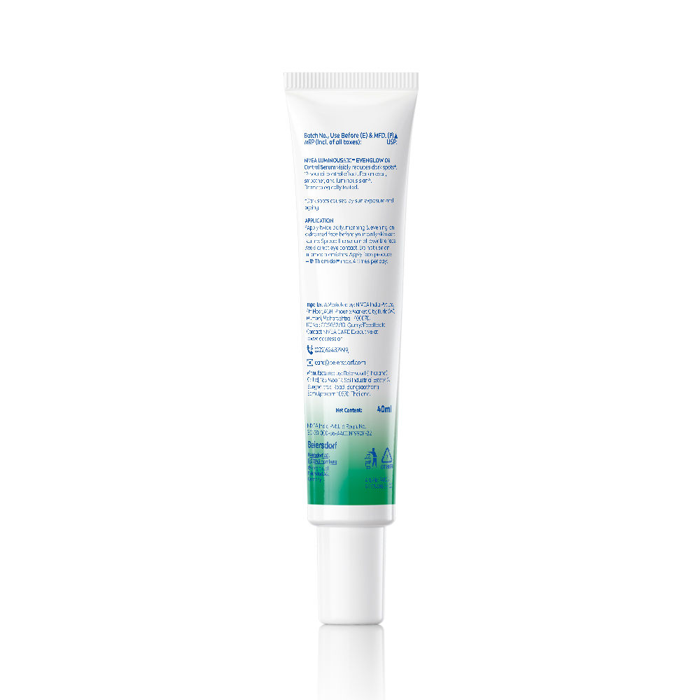 NIVEA Luminous Even Glow Oil Control Serum| Thiamidol, Salicylic, Hyaluronic Acid| Reduces Dark Spot