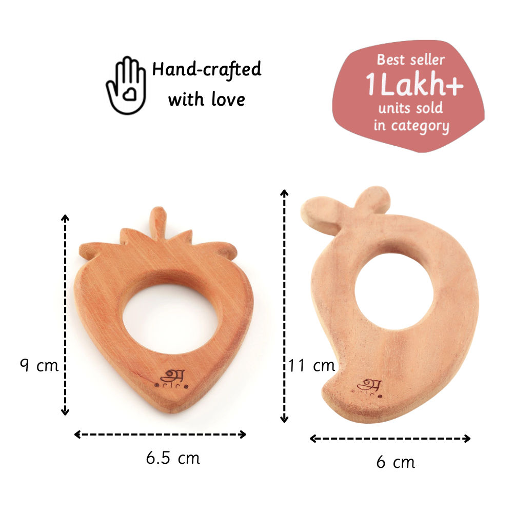 Ariro Toys Wooden Teethers Fruits For Kids | Brown | 3 - 6 months