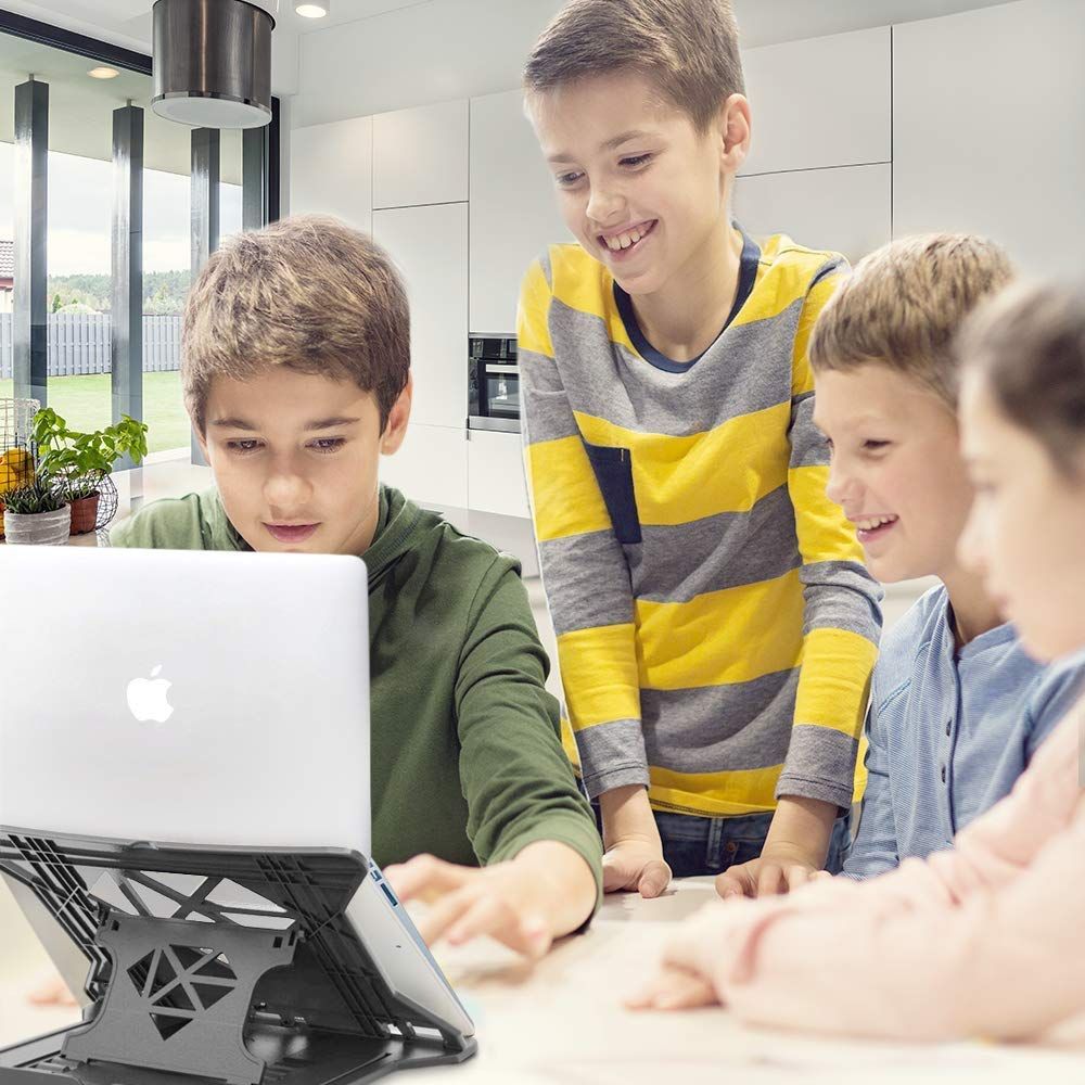 Striff Adjustable Laptop Tabletop Stand Patented Riser Ventilated Portable Foldable (Black