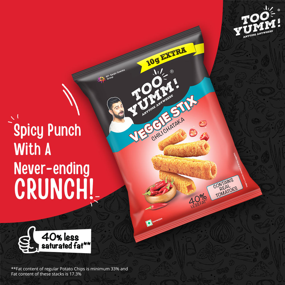 Too Yumm! Chili Chataka Veggie Stix | Munching Snack | On-the-Go Munchies
