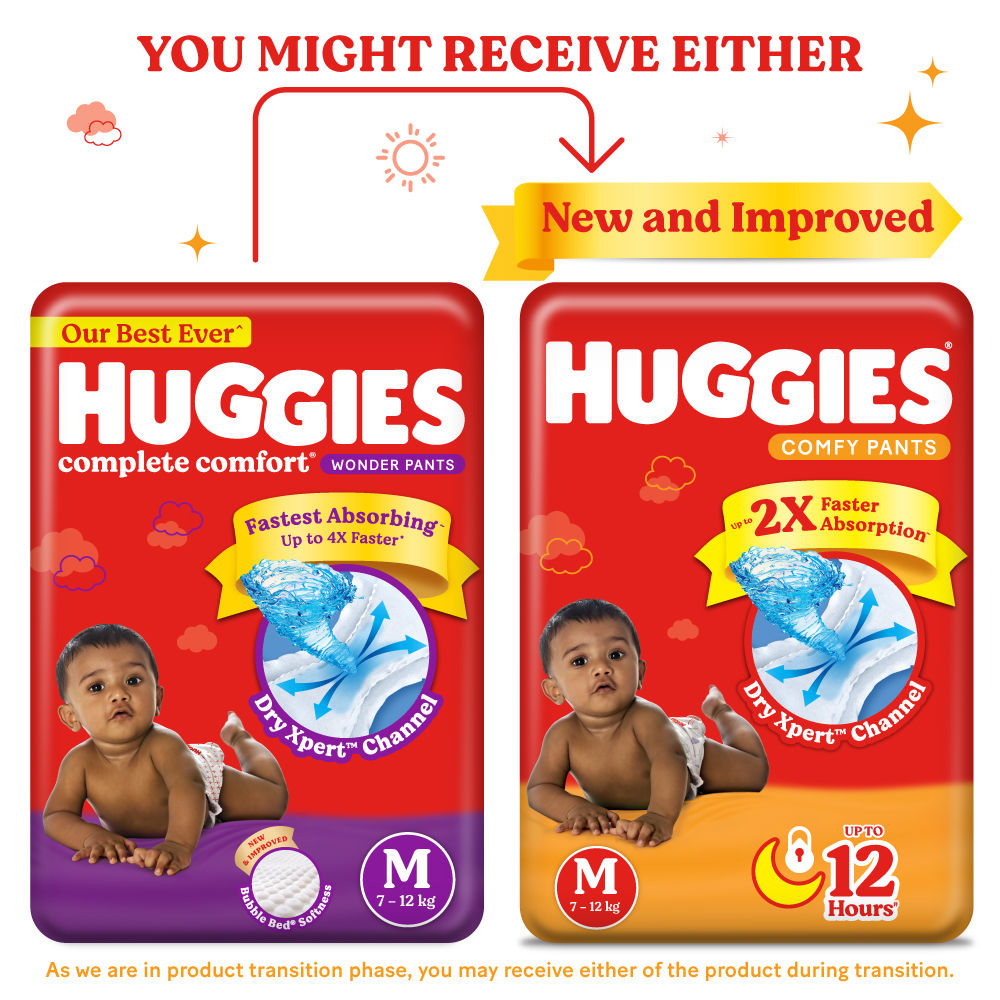 Huggies Comfy Baby Diapers | Pant Style | M | 26 pcs