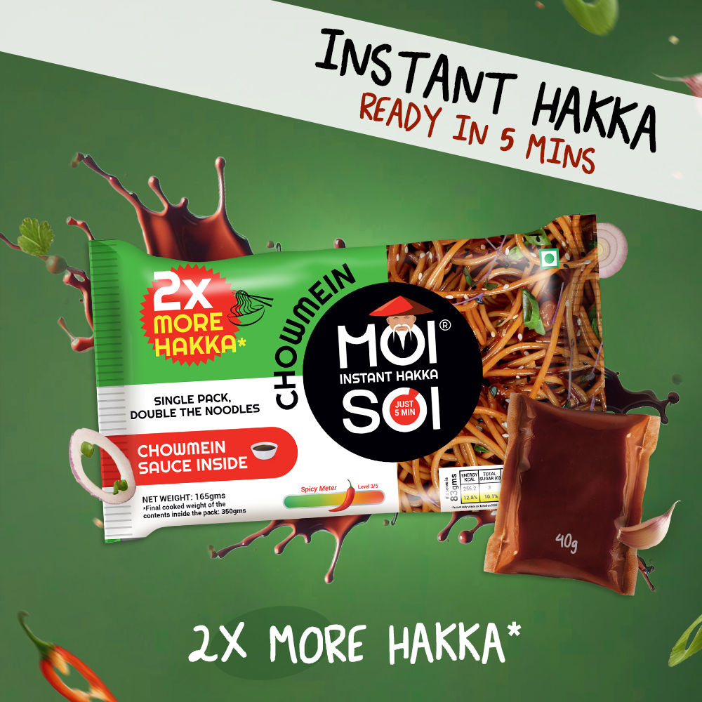 Moi Soi Instant Hakka Noodles | Tastemaker Inside | Chowmein| 165G | Street Style Hakka Noodles