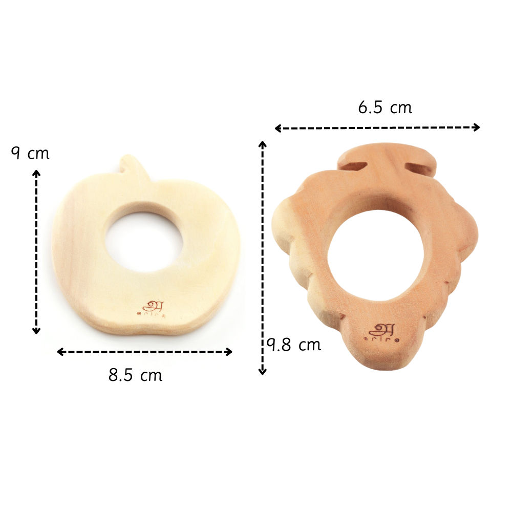 Ariro Toys Wooden Teethers Fruits For Kids | Brown | 3 - 6 months