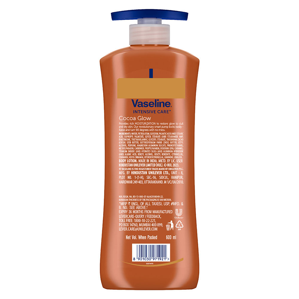 Vaseline Cocoa Glow Serum In Lotion, 100% Pure Cocoa & Shea Butter for Glowing & Soft Skin 600 ml X 2 Combo
