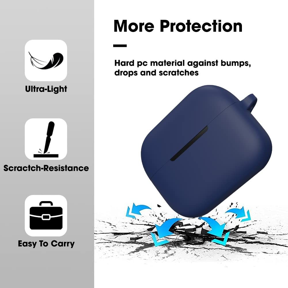 Sounce Earphone Case Cover Compatible with Boat Airdopes 163 / Airdopes 161, Soft Silicone Skin Case Cover Shock-Absorbing Protective Case with Keychain-Blue