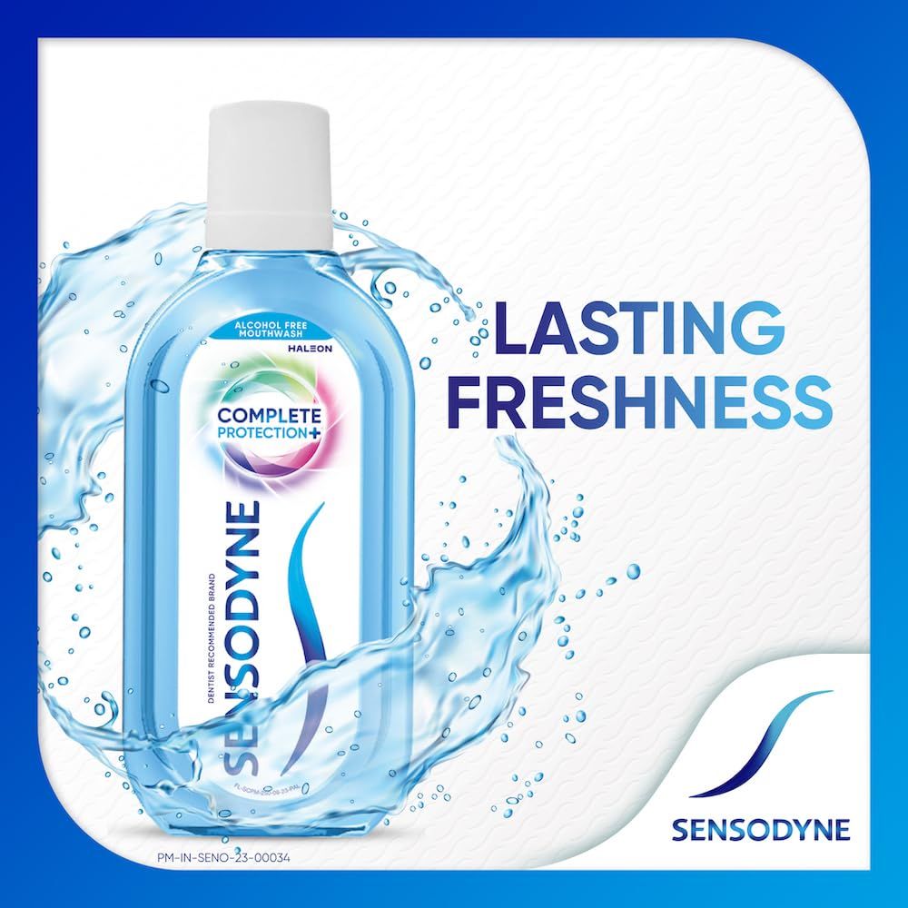 Sensodyne Mouthwash Complete Protection+ (100ml) & Sensodyne Toothpaste Whitening, Sensitive Tooth Paste To Restore Natural Whiteness, 70 Gm (70g) Combo
