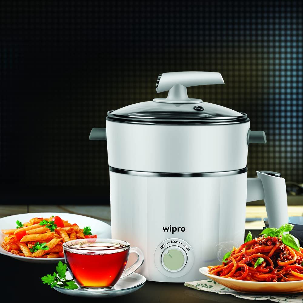 Wipro Vesta 1.2 L Multicooker Kettle | (White, 600 Watt)