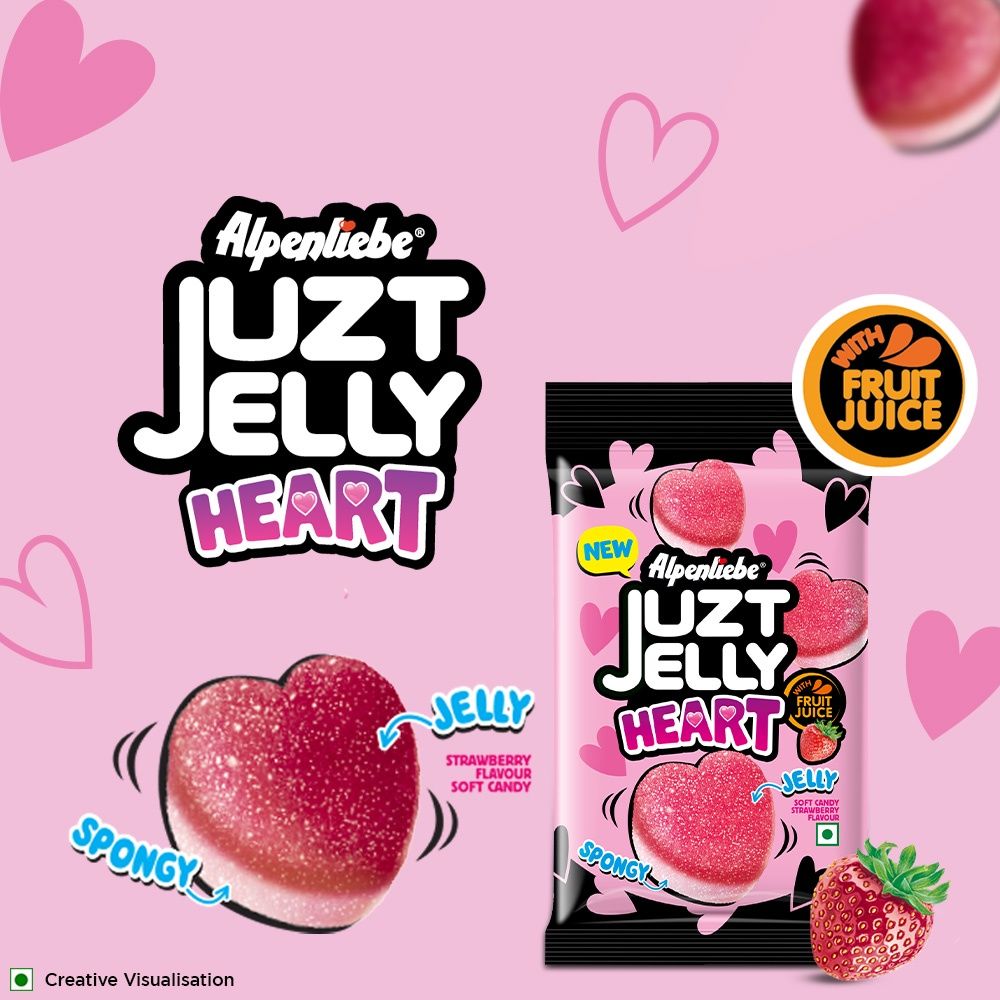 Alpenliebe Juzt Jelly Heart Strawberry Soft Candy with Fruit Juice