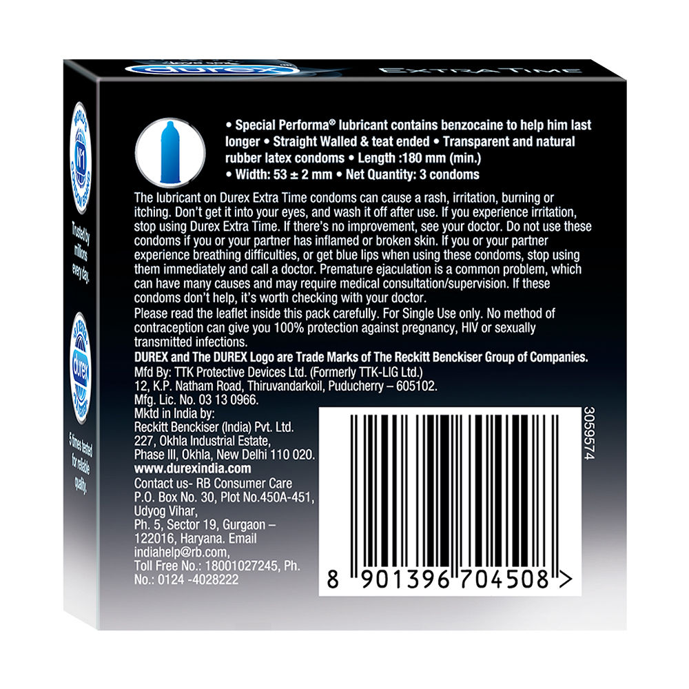 Durex Extra Time Condom (Pack Of 2 Combo)
