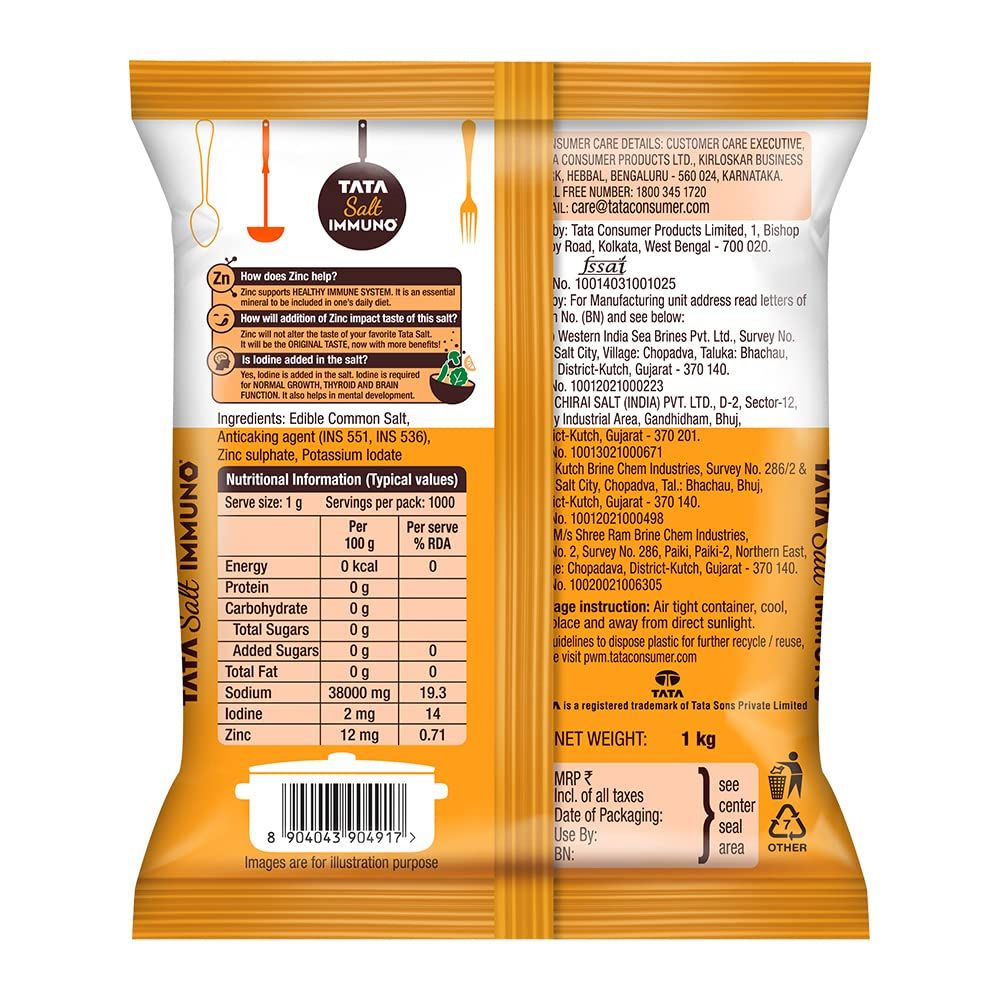 Tata Salt Immuno, Edible Common Salt, With Zinc And Iodine