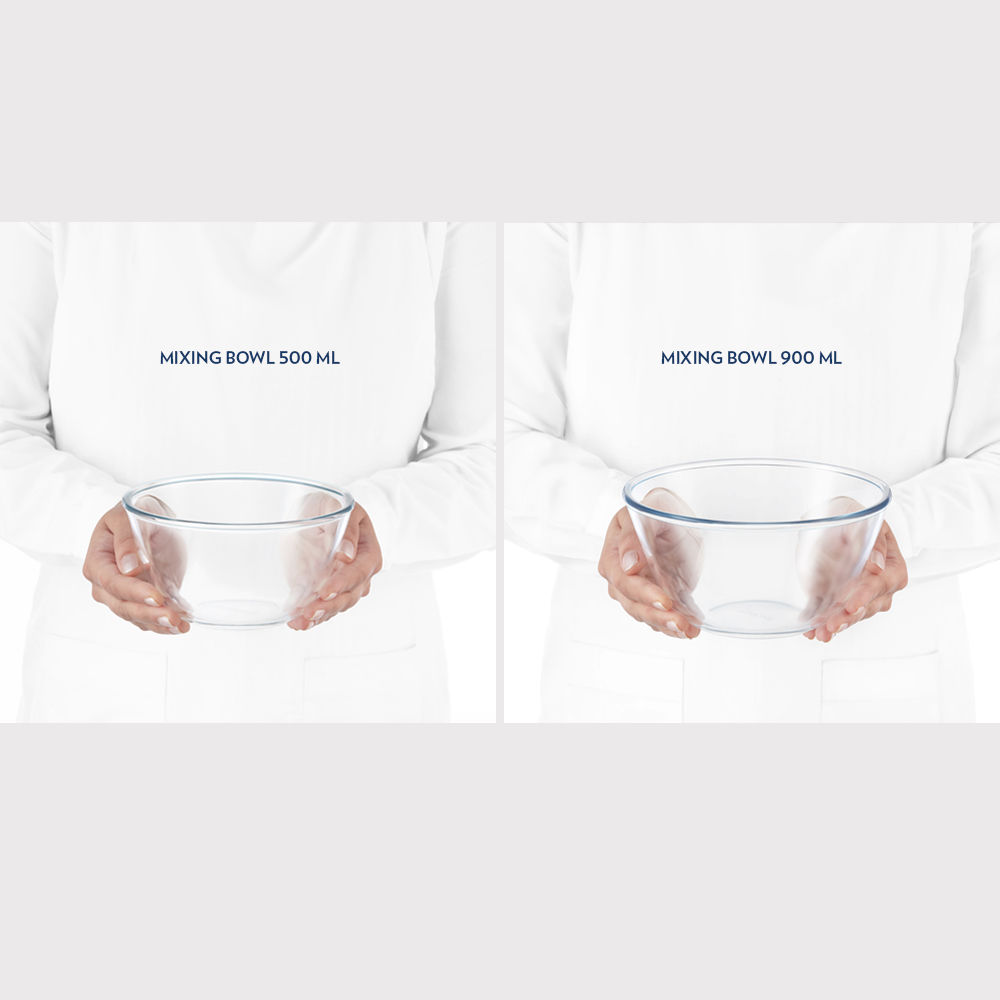 Borosil Mixing Bowl Set (500 ml + 900 ml +1.3 L) | Borosilicate Glass | Microwave Oven Safe