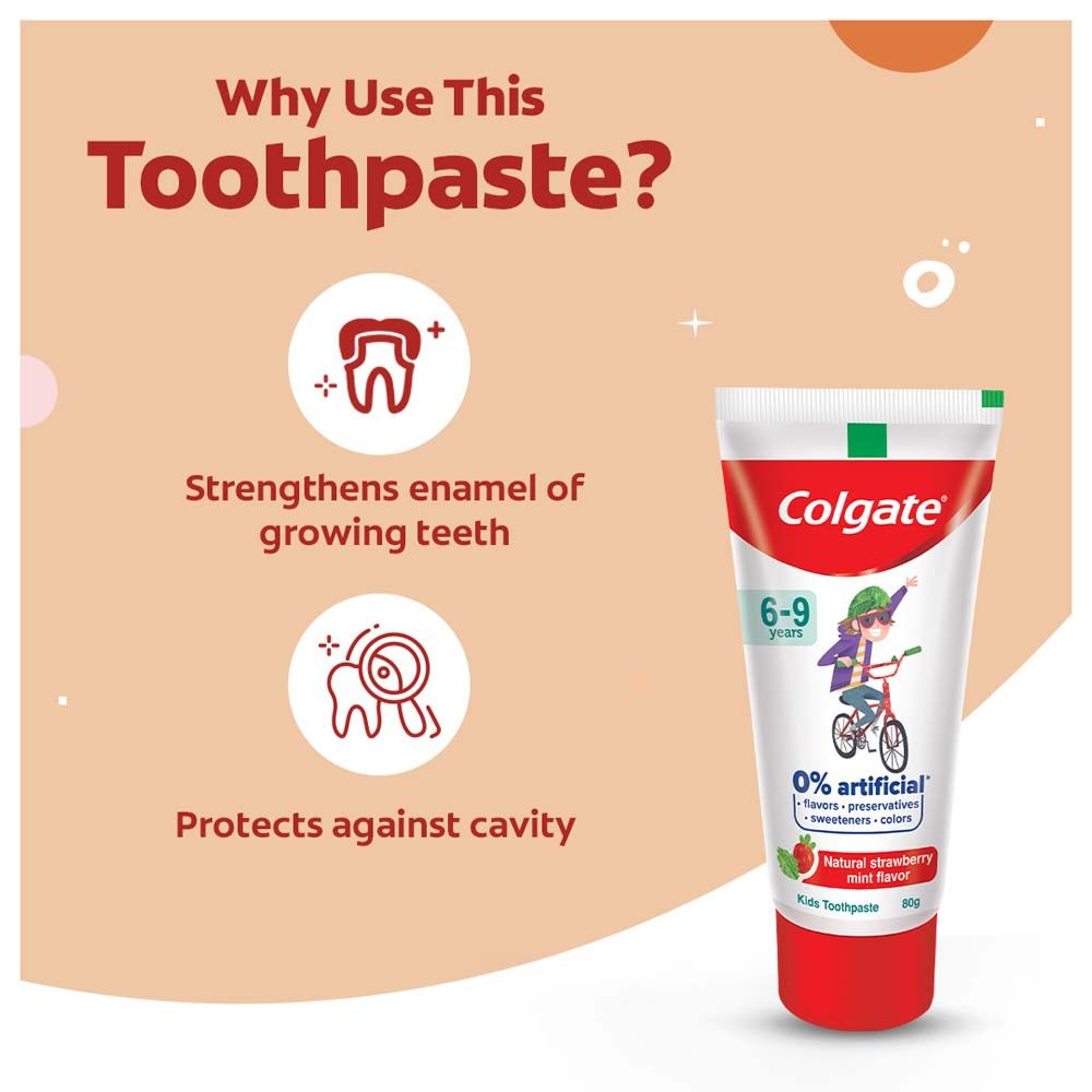 Colgate Toothpaste Natural Strawberry Mint Kids For | 6 - 9 years
