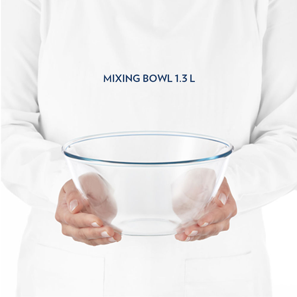 Borosil Mixing Bowl Set (500 ml + 900 ml +1.3 L) | Borosilicate Glass | Microwave Oven Safe
