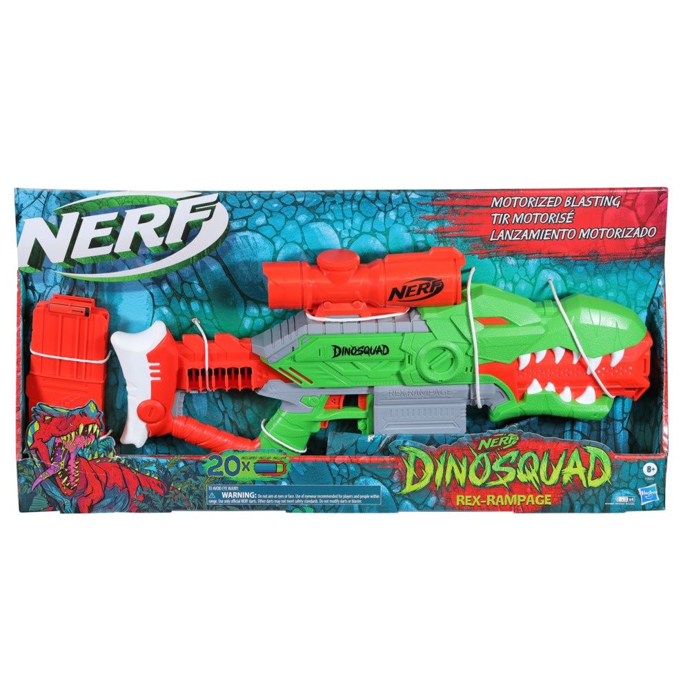 Nerf Dinosquad Rex-Rampage Motorized Blaster | 20 Nerf Darts | T-Rex Design | Toy Gun