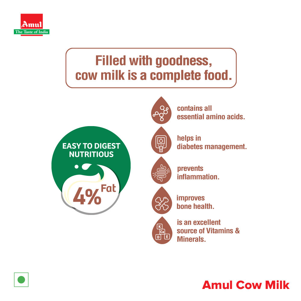 Amul Cow Milk- Pasteurised Cow Milk