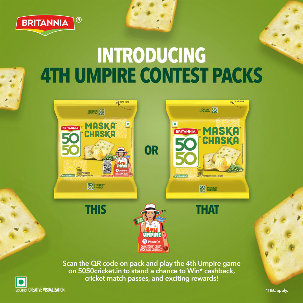 Britannia 50-50 Maska Chaska Biscuits Butter Flavoured Crackers | Trans Fat-free