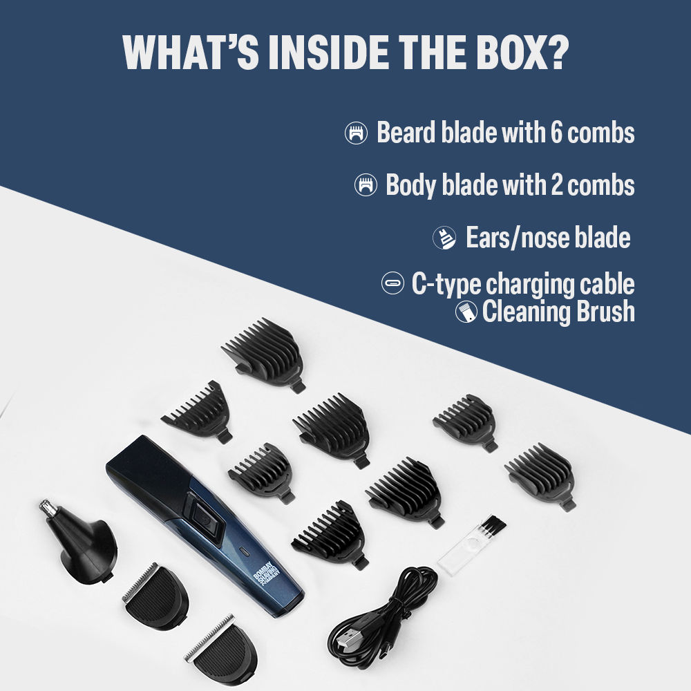 Bombay Shaving Company 11-in-1 Beard & Body Trimmer | Type-C charging | Power Groomer| Fast charging