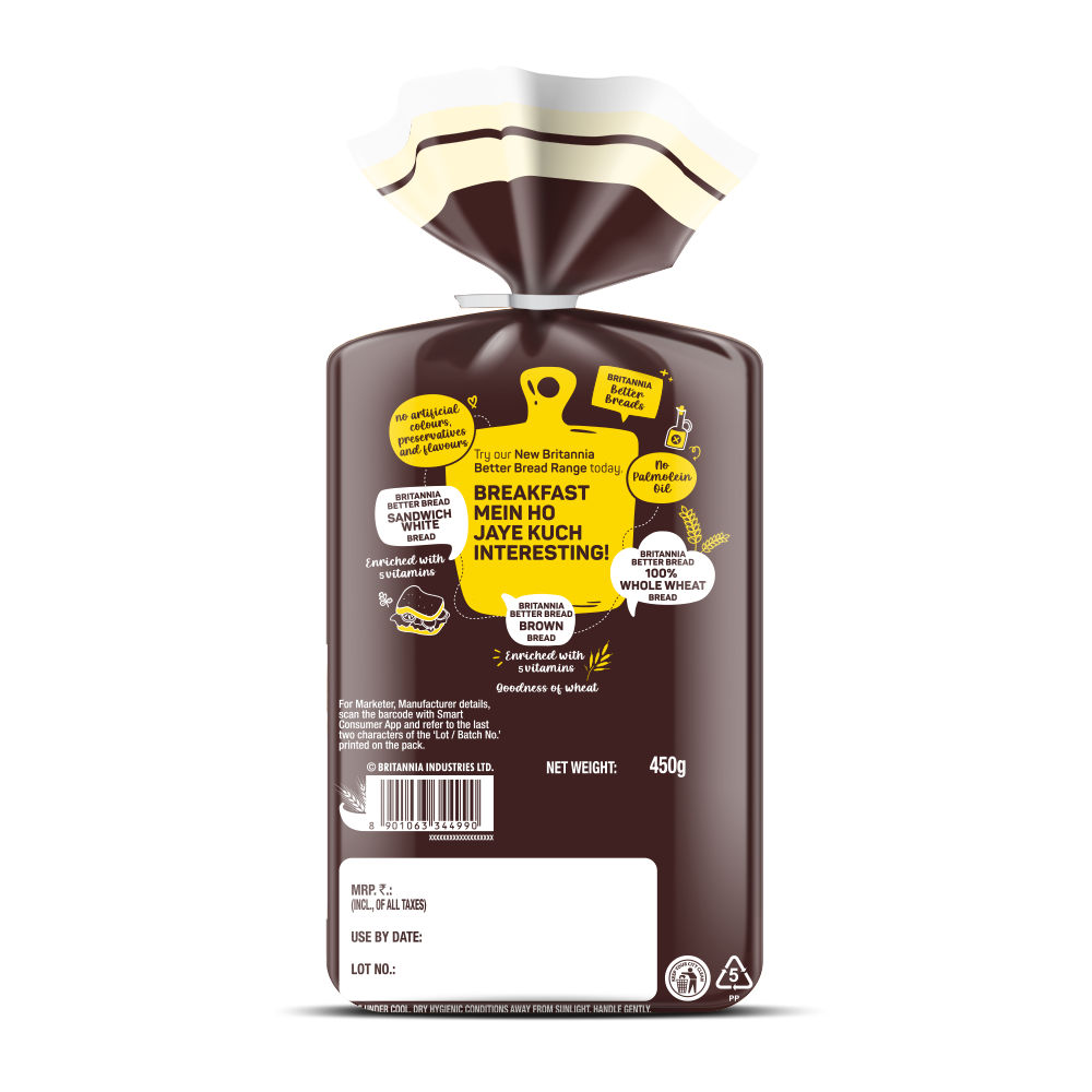 Britannia Better 100% Whole Wheat Bread (No Preservative, No Maida)