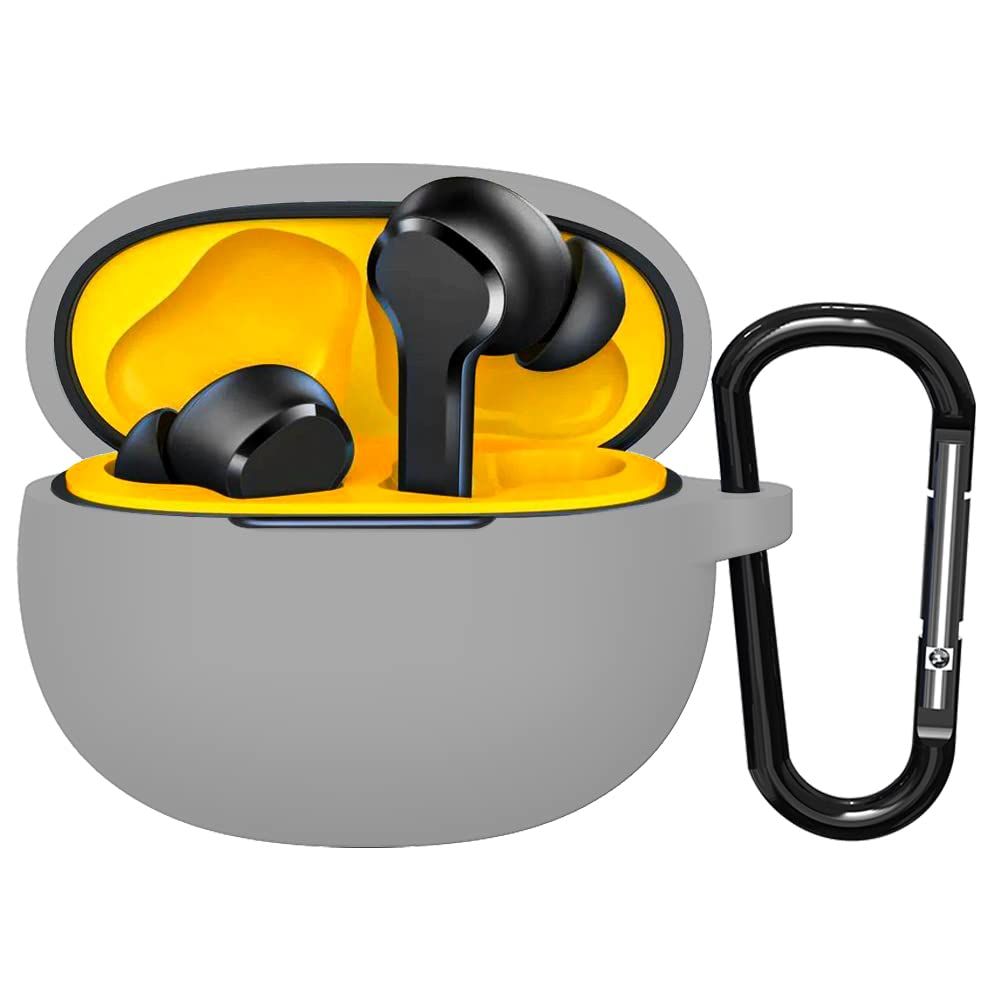 Sounce Silicone Case Cover for Realme TechLife Buds T100-Scratch-Resistant | Non-Slip Grip | Grey