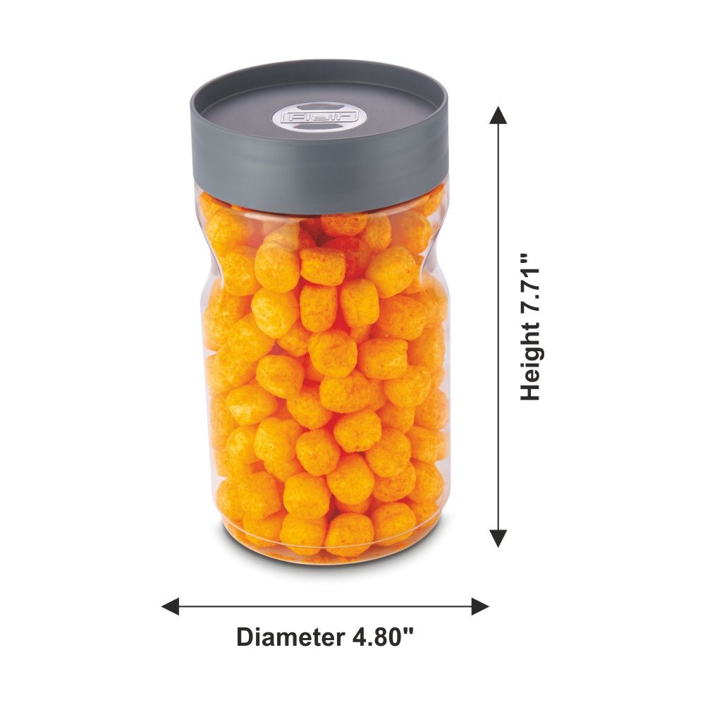 Flair Plastic Stackup Pet Jar Set Of 2 Pcs 2000 Ml (Gray), Transparent