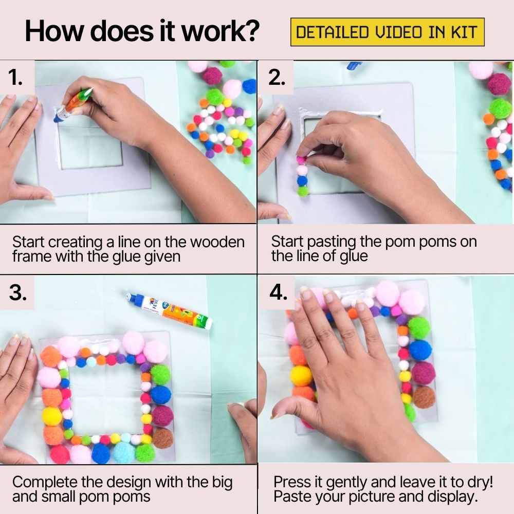 Kitsters Diy Pom Pom Photo Frame Kit