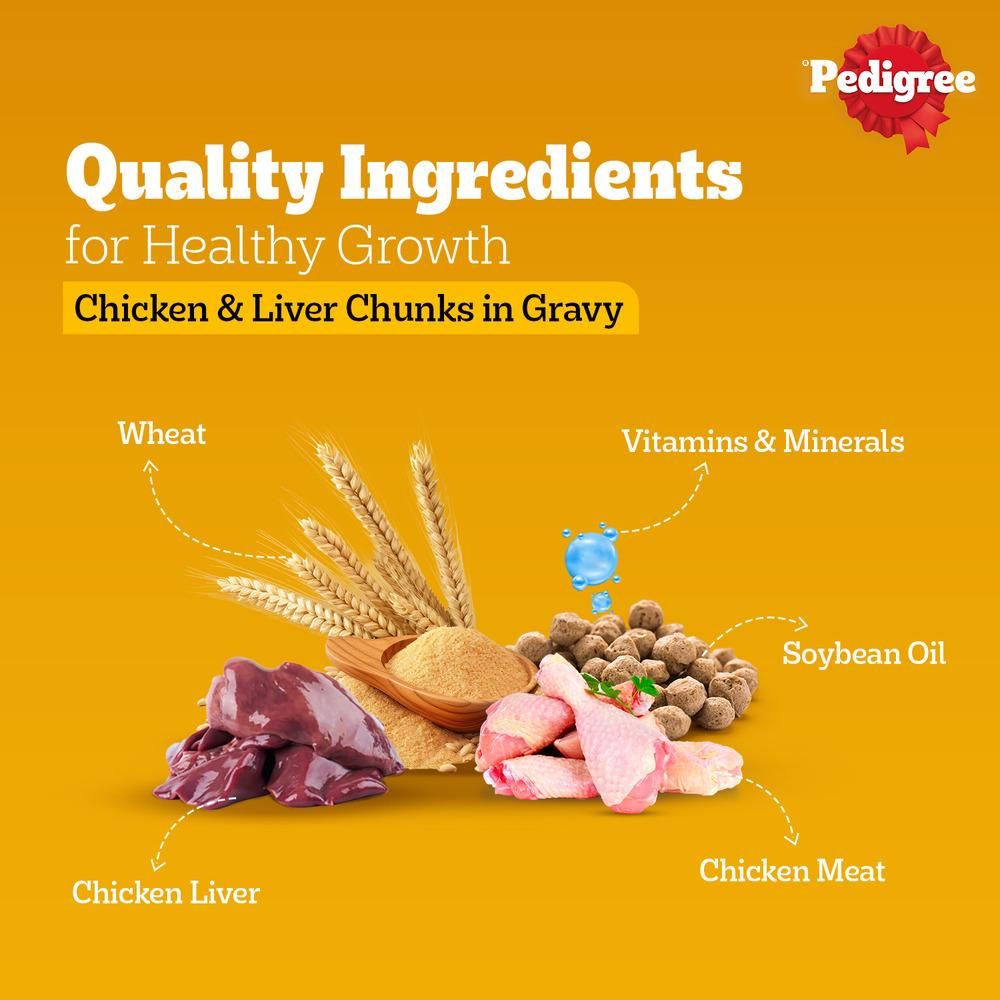 Pedigree Puppy Chicken & Liver Chunks In Gravy Wet Dog Food