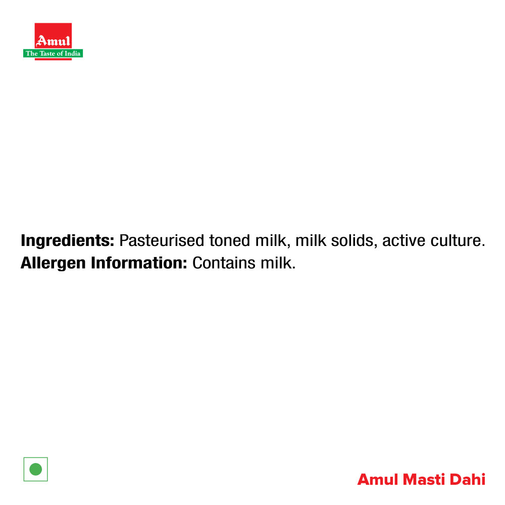 Amul Masti Dahi Pouch (400g) & Cucumber English (500g) Combo