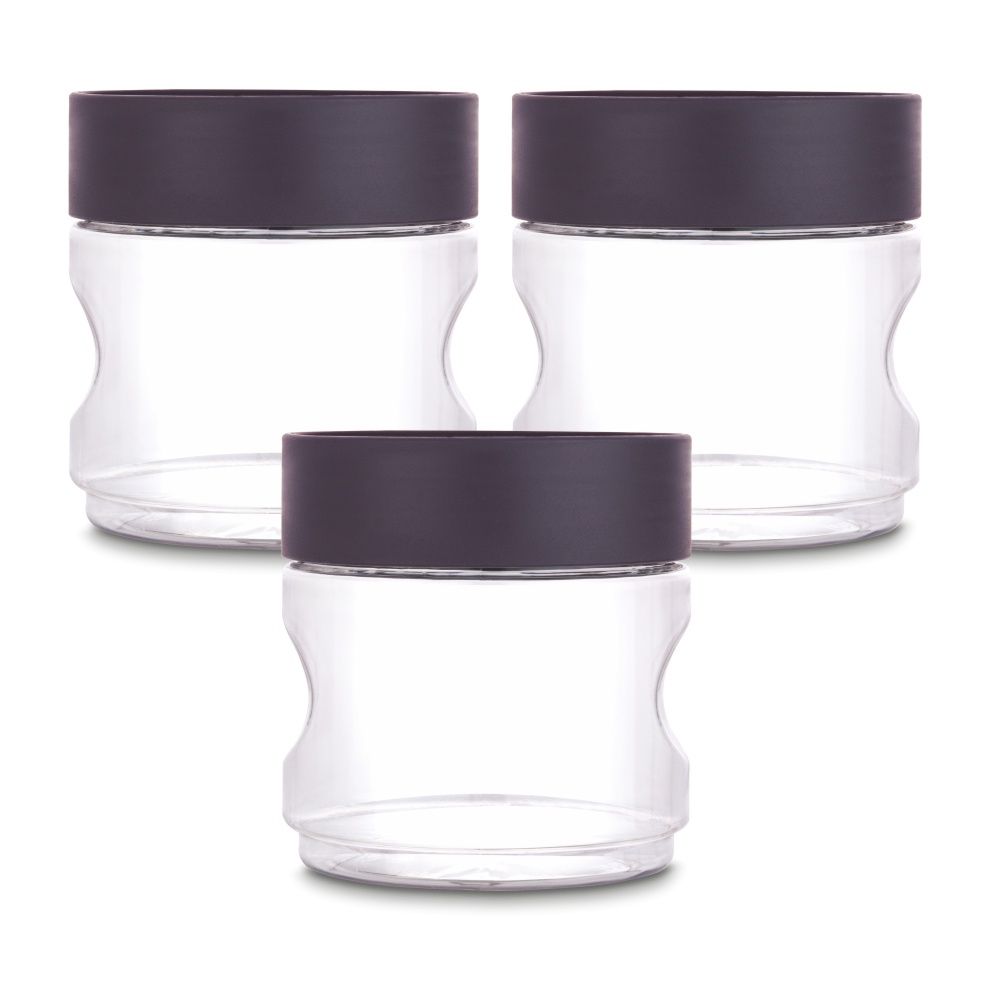 Flair Plastic Stackup Pet Jar Set Of 3 Pcs 800 Ml (Brown), Transparent