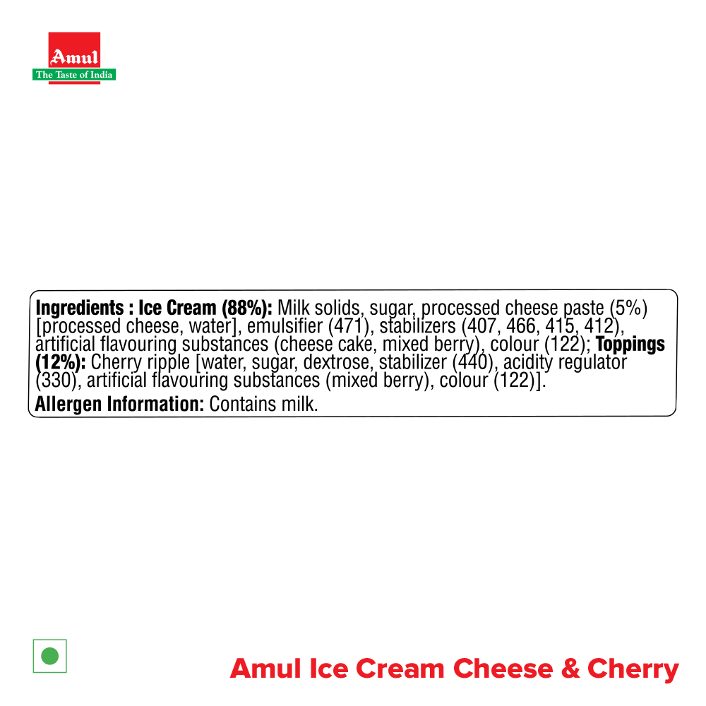Amul Cheese and Cherry Sundae Ice Cream Tub