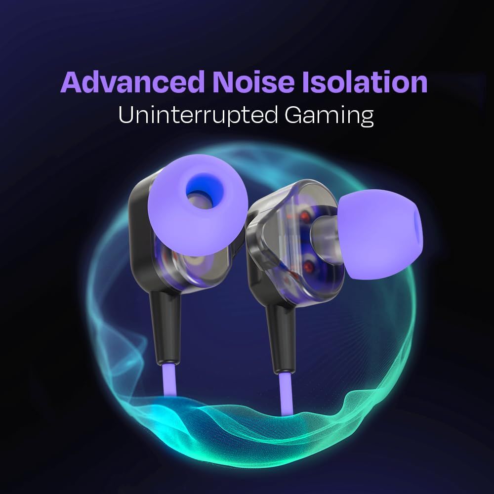 Kreo Hydra C Type Dual Dynamic Driver In-Ear Wired Gaming Earphones With Microphone, Tangle-Free