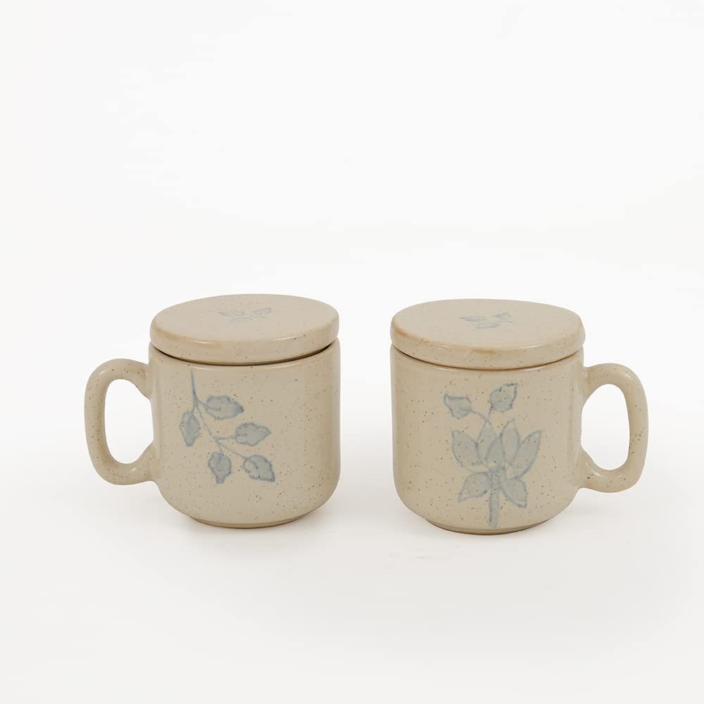 Ellementry Fiore Ceramic Mug Set of Two with Lid