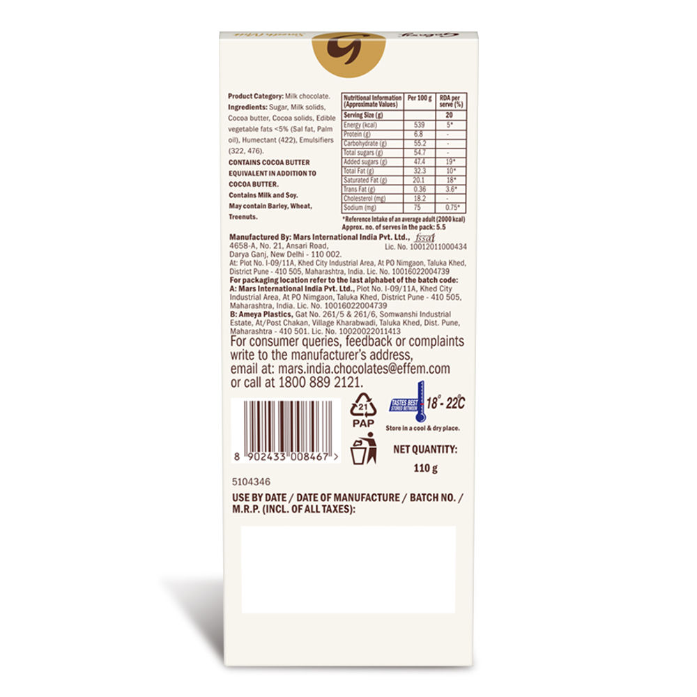 Galaxy Smooth Milk Chocolate Bar Loaded with the Goodness of Milk & Cocoa