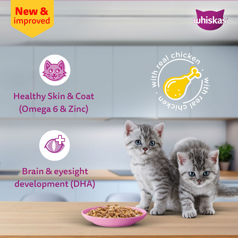 Whiskas Junior Chicken in Gravy Wet Cat Food, 80g, Pack of 4