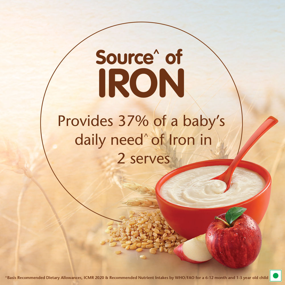 Nestle CERELAC Wheat Apple Baby Food Cereal (Source of Iron & Protein, 6 - 24 Months)