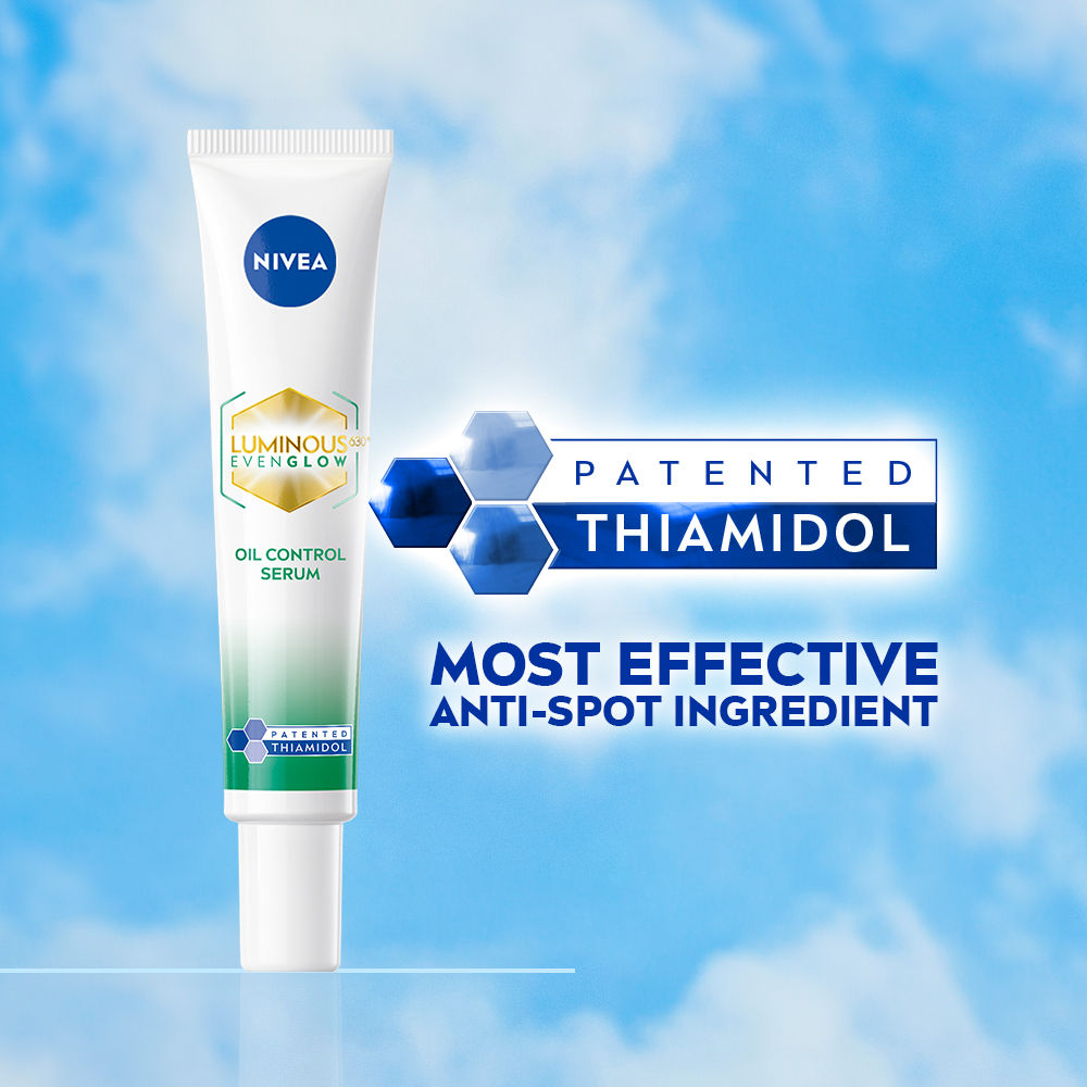 NIVEA Luminous Even Glow Oil Control Serum| Thiamidol, Salicylic, Hyaluronic Acid| Reduces Dark Spot