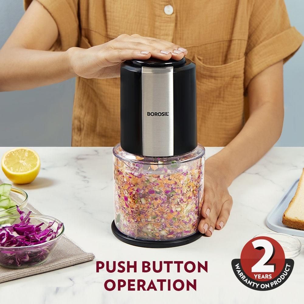 Borosil Chef Delite 300W Electric Chopper Twin Blade | 600 ml Bowl