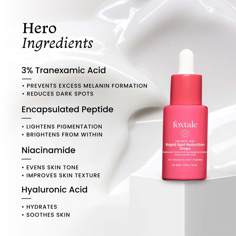 Foxtale 3% Tranexamic Acid & Peptide Serum For Hyperpigmentation, Reduces Marks, Men And Women