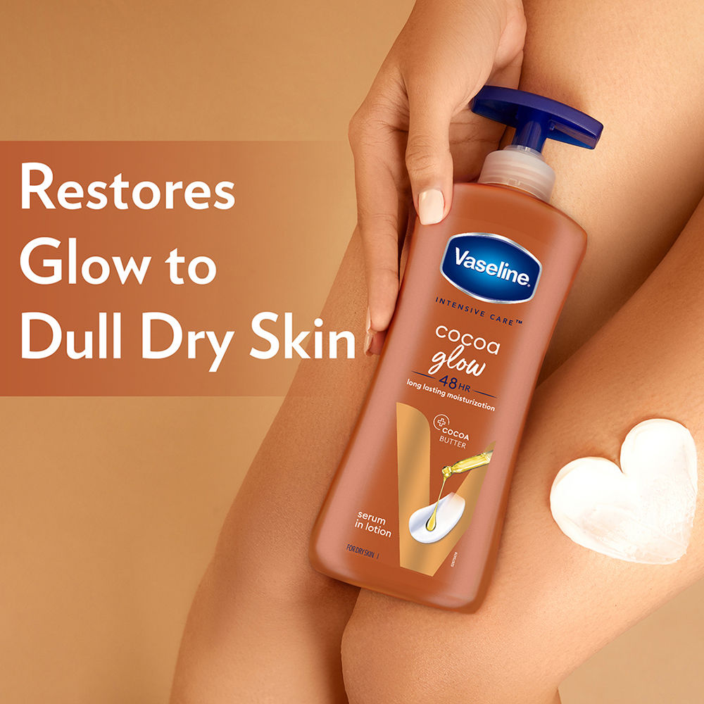Vaseline Cocoa Glow Serum In Lotion, 100% Pure Cocoa & Shea Butter for Glowing & Soft Skin 600 ml X 2 Combo