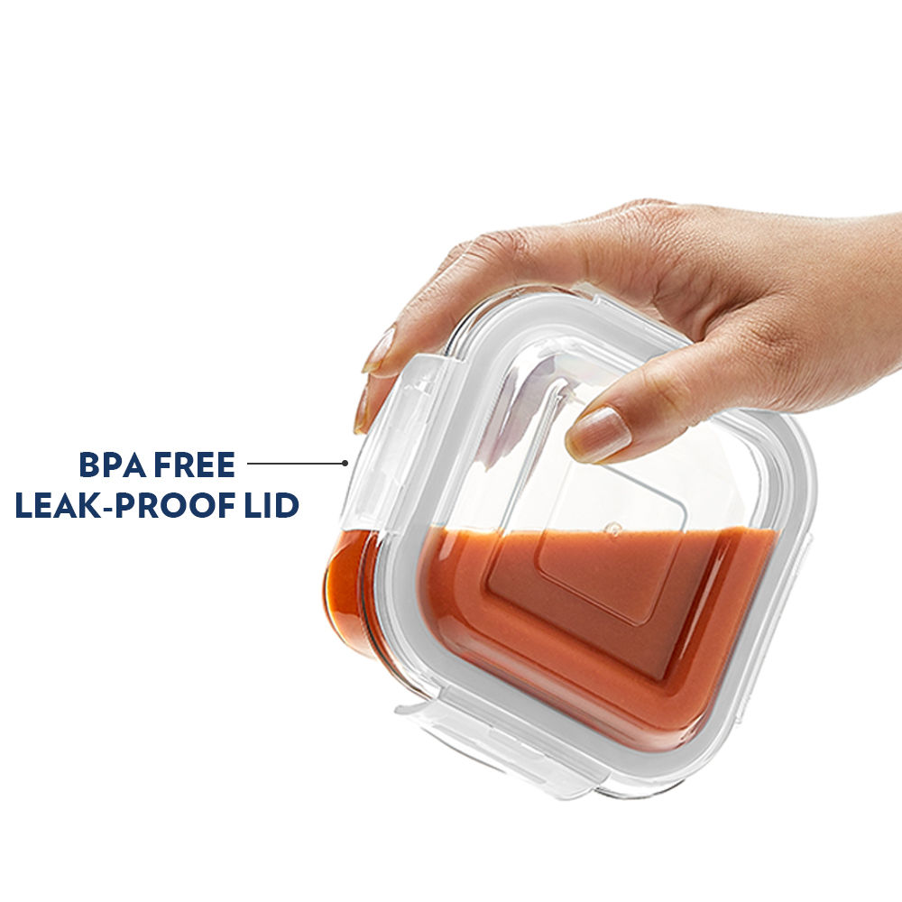 Borosil Klip N Store Storage Container With Airtight Lid (320 ml) | Borosilicate Glass