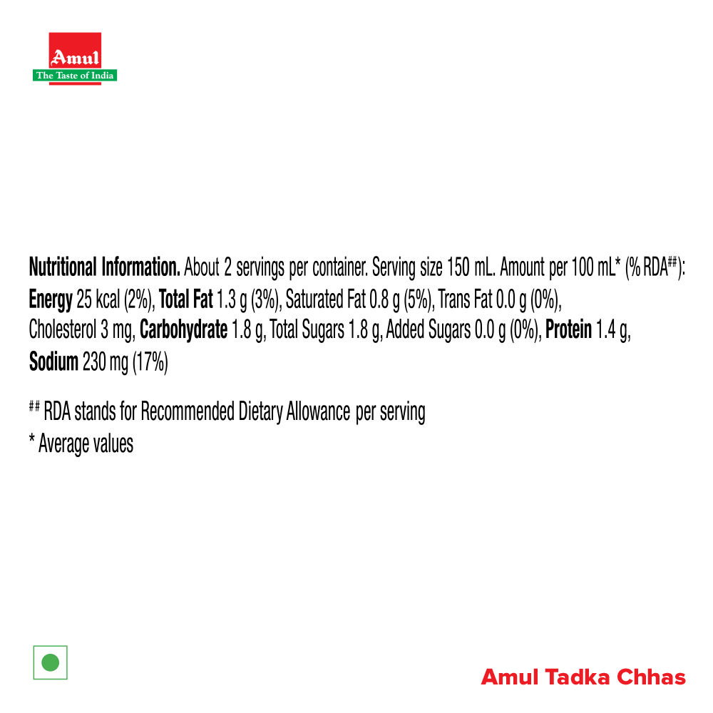 Amul Probiotic Tadka Chaas 280 ml Combo