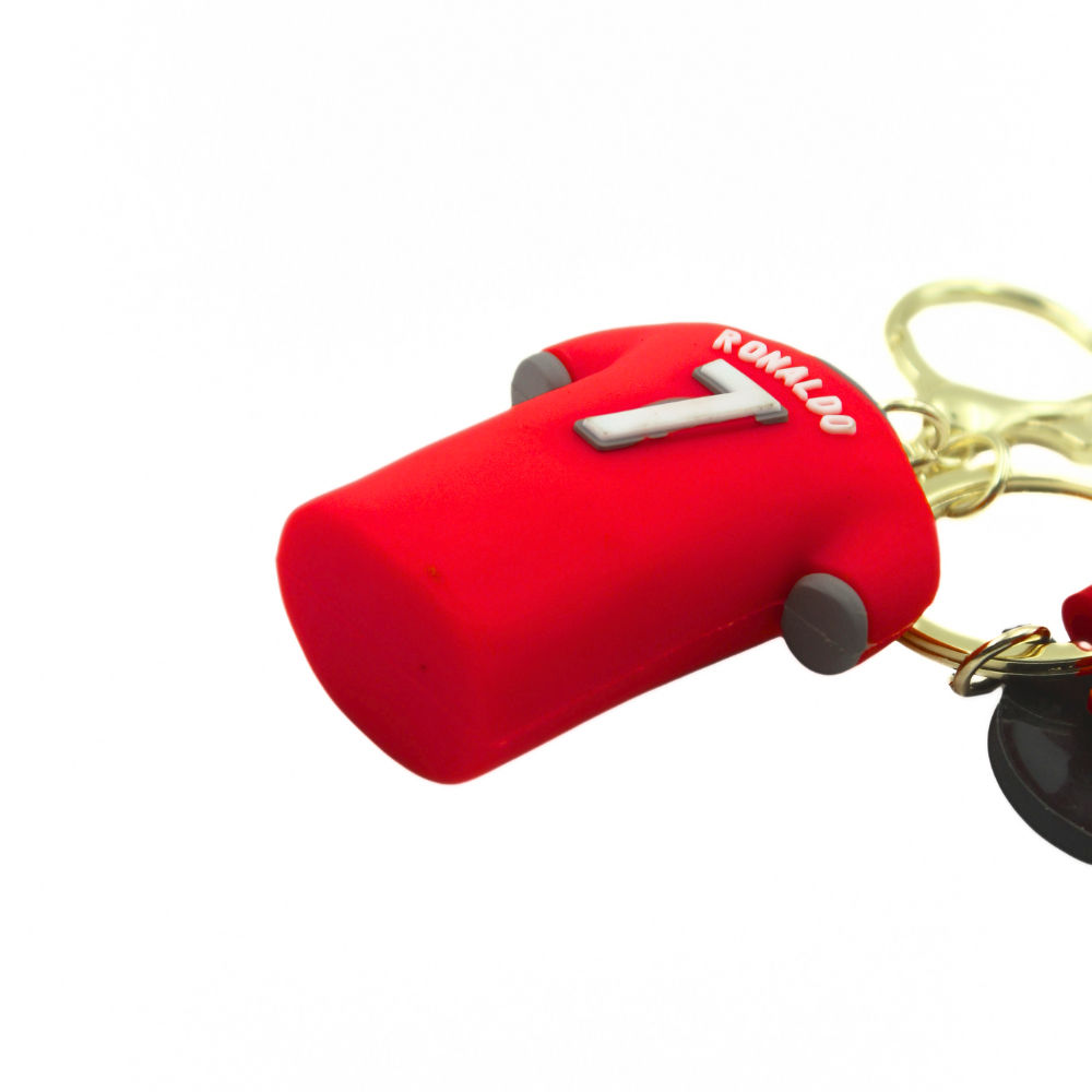 Ronaldo Red Jersey 3D Rubber Silicone Keychain